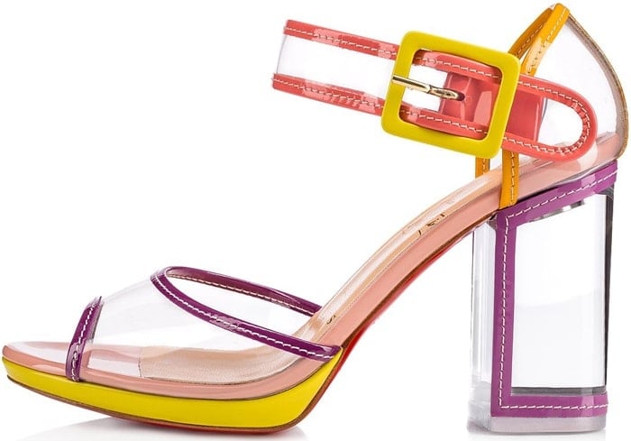 Multi Barbaclara Specchio Leather & PVC Platform Sandals