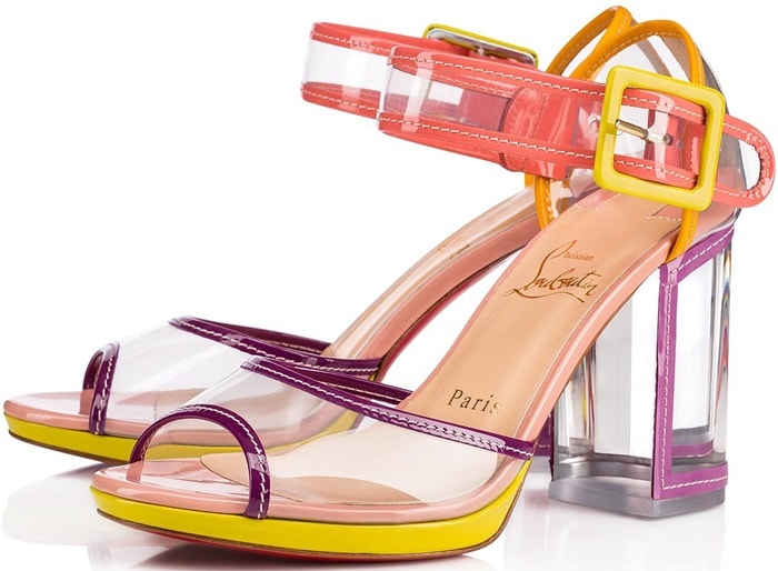 Multi Barbaclara Specchio Leather & PVC Platform Sandals