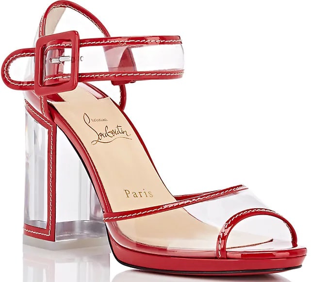 Red 'Barbaclara' Specchio Leather & PVC Platform Sandals