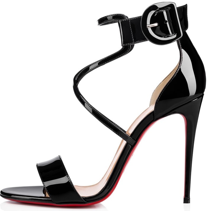 Black Patent 'Choca' Red Sole Sandals