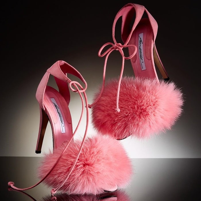 Pink Kid Suede 'Melly' Fur Sandals