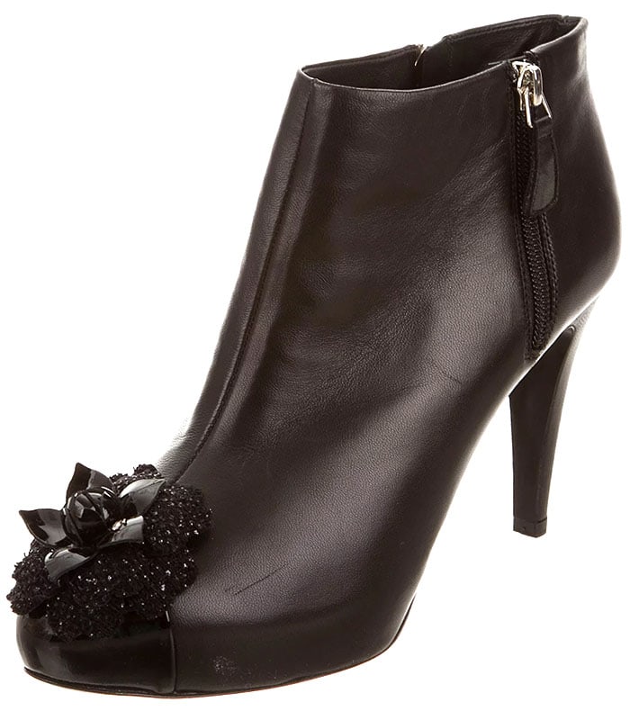 Chanel Camellia Cap-Toe Ankle Boots
