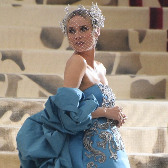 Diane Kruger wearing a celestial hair piece by Philip Treacy