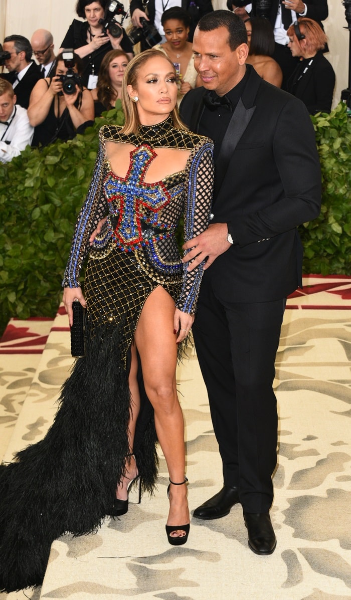 Jennifer Lopez and Alex Rodriguez walk the red carpet together at the 2018 Met Gala