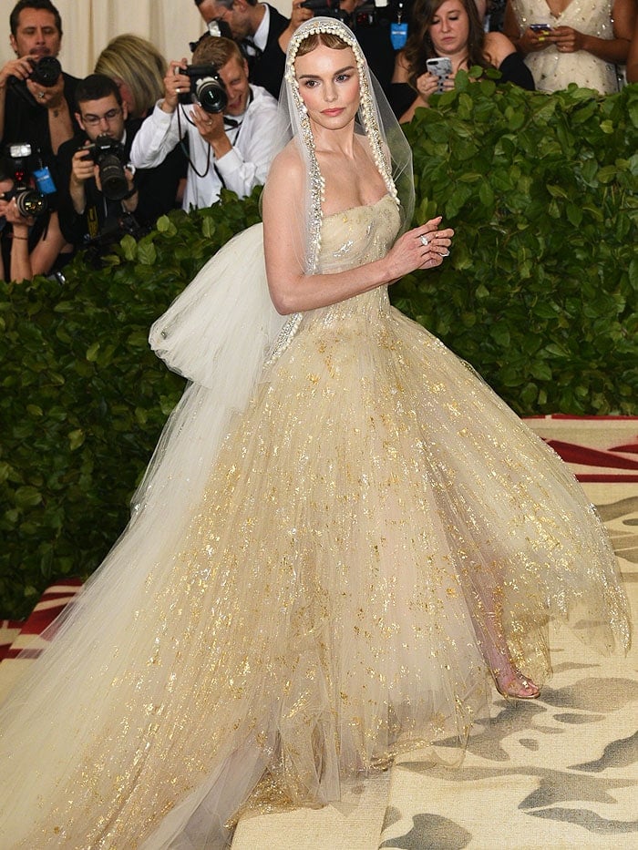 Kate Bosworth and Rosie Huntington-Whiteley in Gold Sandals at Met Gala