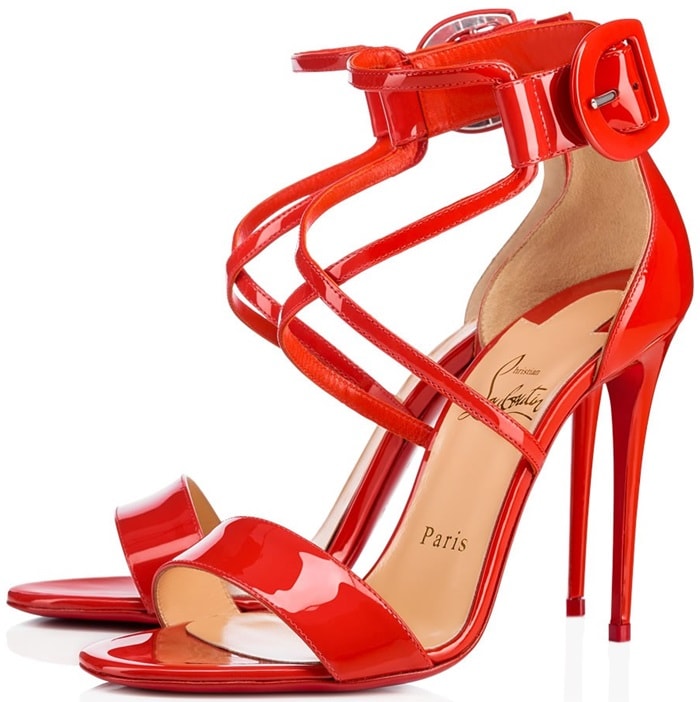 Elevated on a 100mm stiletto heel, this pair in bisou patent leather is an understated beauty