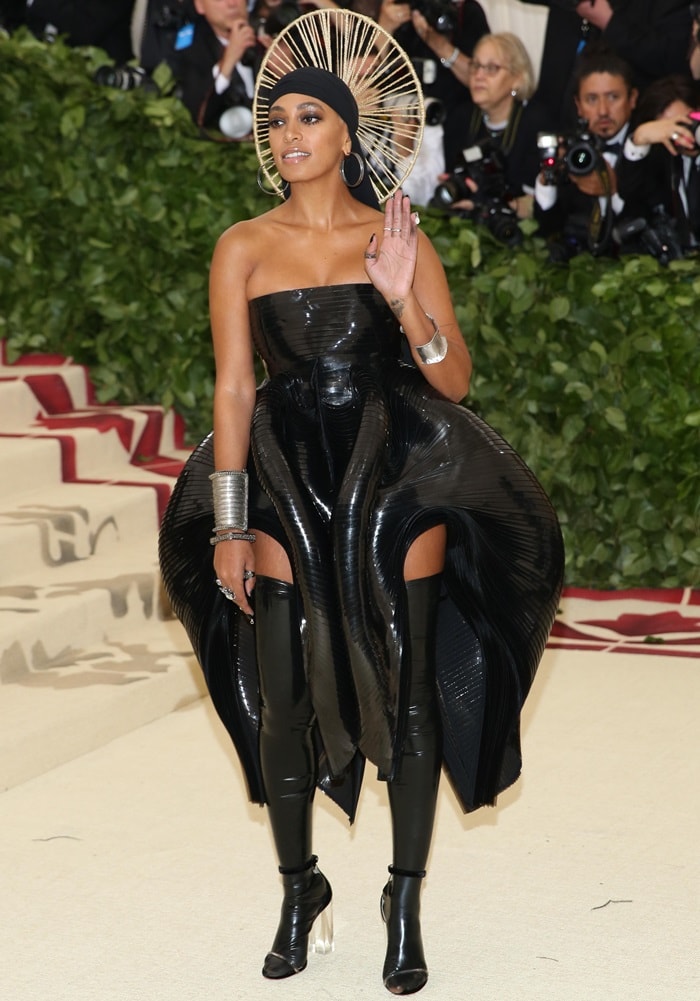 Solange Knowles showing off her PVC-sculpted vagina dress