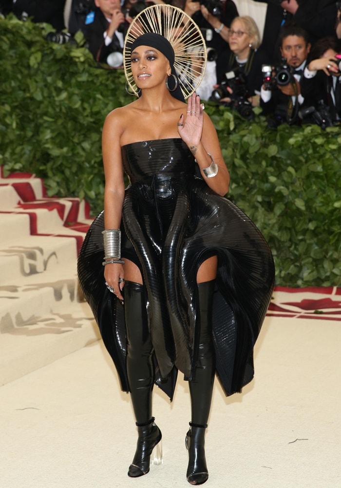 Solange Knowles showing off her PVC-sculpted vagina dress