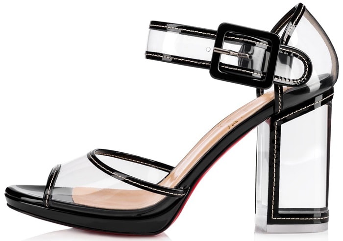 Black Barbaclara Specchio Leather & PVC Platform Sandals