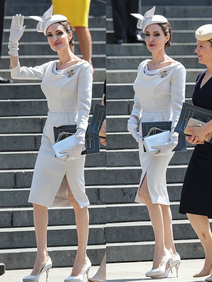Angelina Jolie wearing Eden pumps with a Ralph & Russo Couture outfit