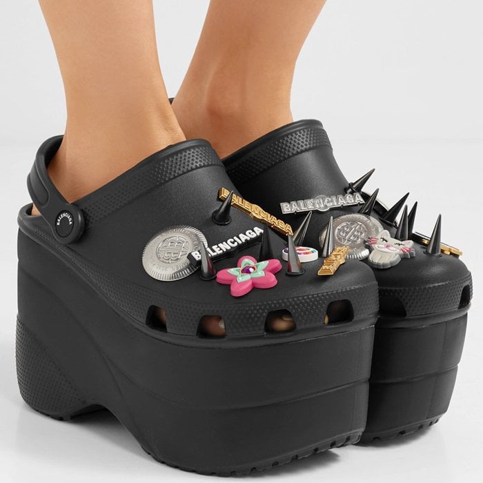 Balenciaga + Crocs Embellished Rubber Platform Sandals