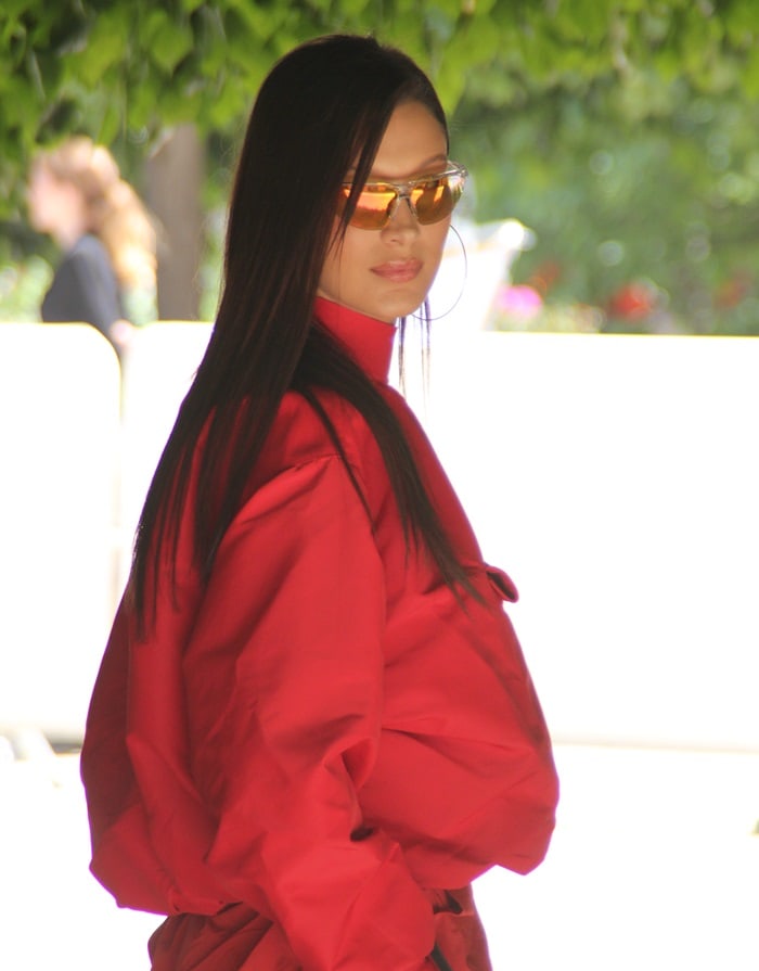 Bella Hadid Red Shorts Louis Vuitton Show in Paris