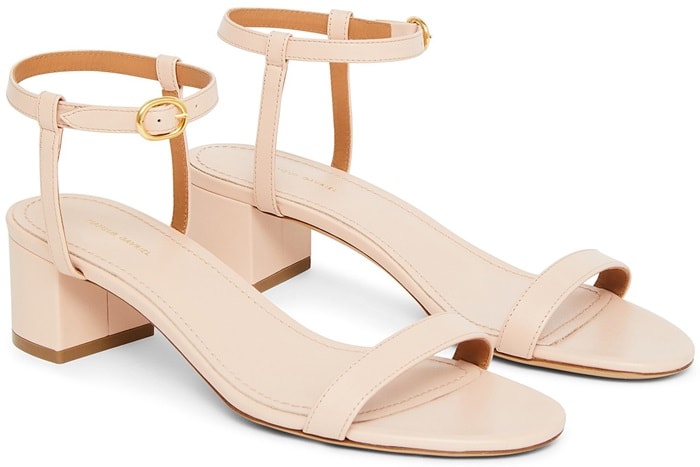 Italian Lambskin Leather Light Pink Ankle Strap Sandals