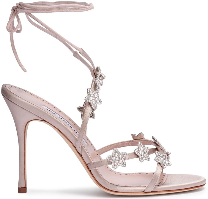 Manolo Blahnik Satin Crystal Star Detail 'Osaka' Sandals