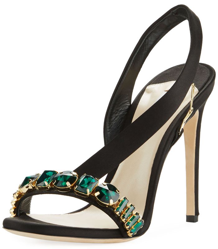 Olgana Paris 'Amazone' Jeweled Asymmetric Slingback Sandals