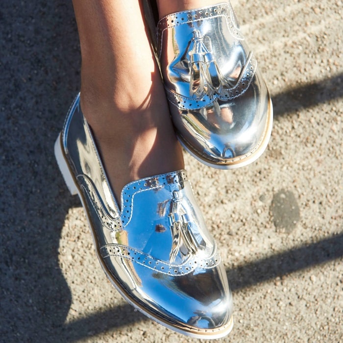 Silver Metallic Oxfords