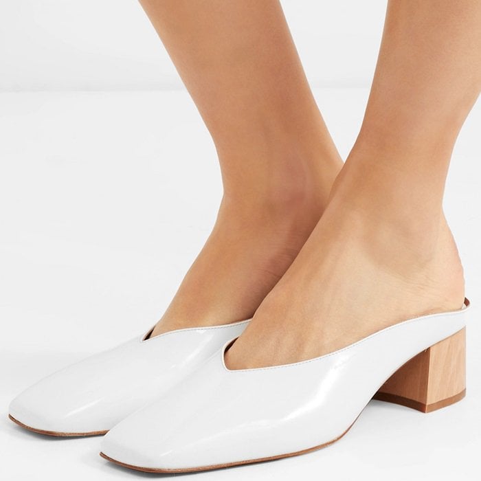 By FAR Karen Leather Mules With Angular Block Heels