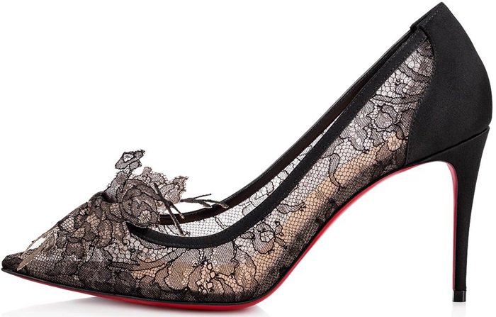 Black Floral Lace Delikatissima Pumps