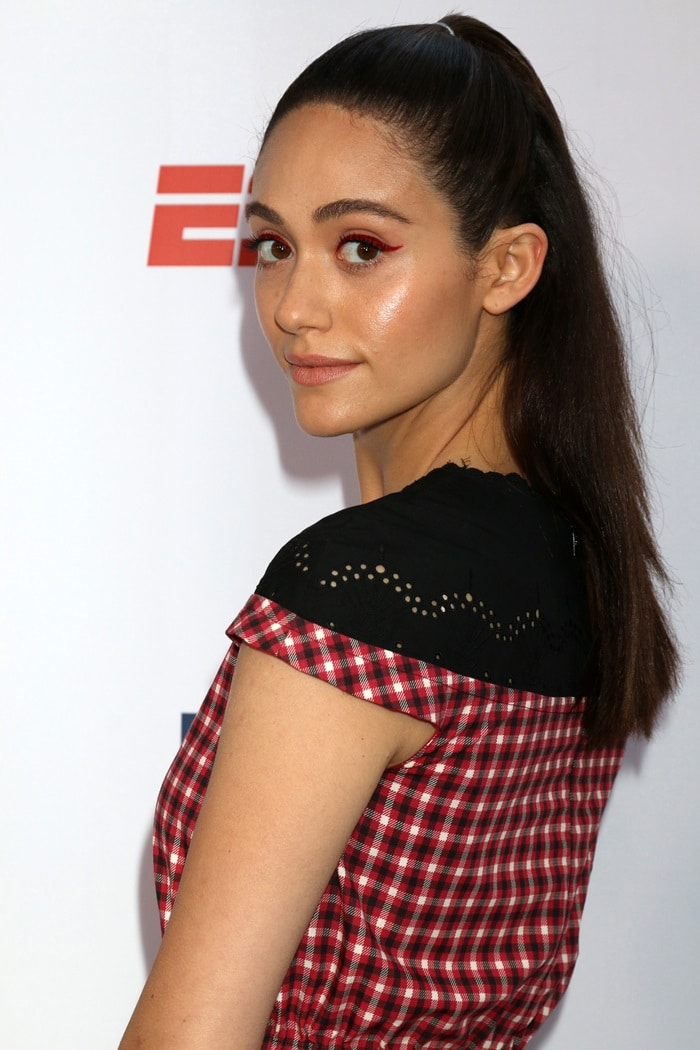 Emmy Rossum looking lovely for the 4th fourth annual Sports Humanitarian Awards held at L.A. LIVE’s The Novo in Los Angeles, California, on July 17, 2018