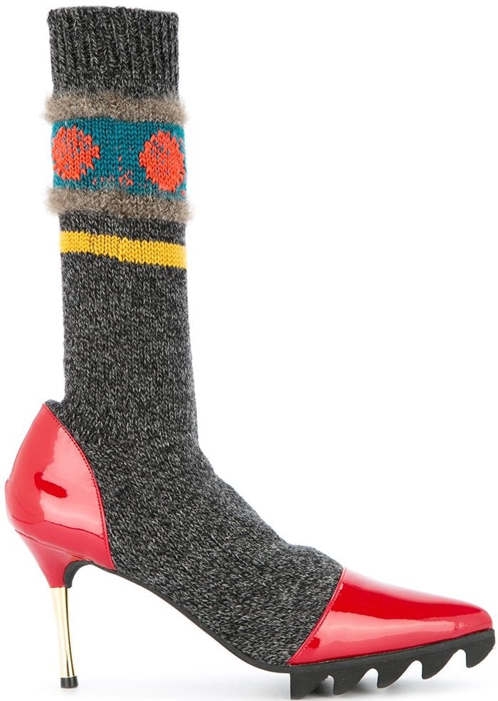 Ugliest Boots of 2018? Intarsia Sock Boots in Grey Blue & Grey Red