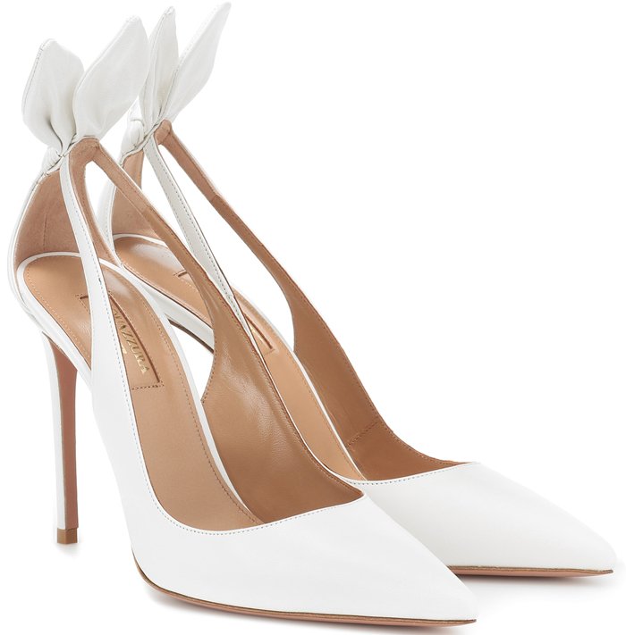 Crafted in Italy from leather, the style has a pointed toe, cutouts at the sides, and a knotted detail at the heel