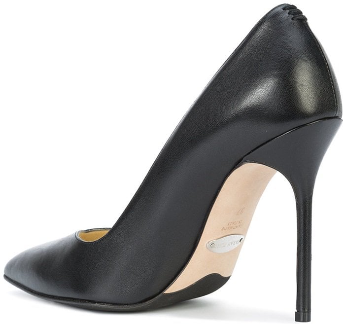 Black calf leather 'Perfect' pointed toe pumps from Sarah Flint featuring a branded insole and a high stiletto heel