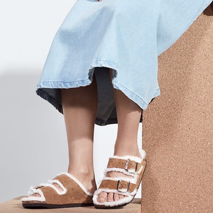 No need for cold toes this season, so cozy up with a classic, the soft Arizona Shearling sandal