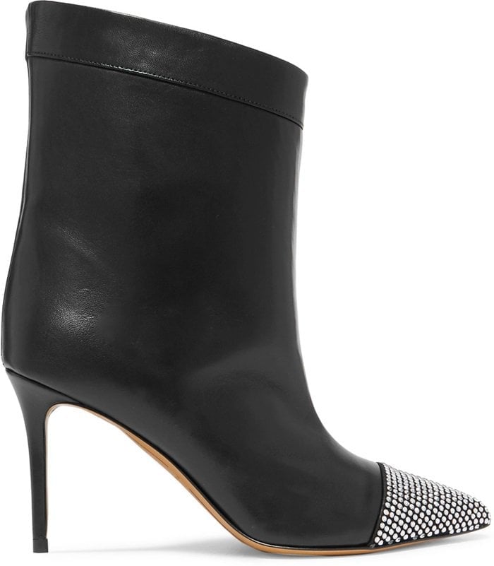 Black 'Cha Cha' crystal-embellished leather ankle boots