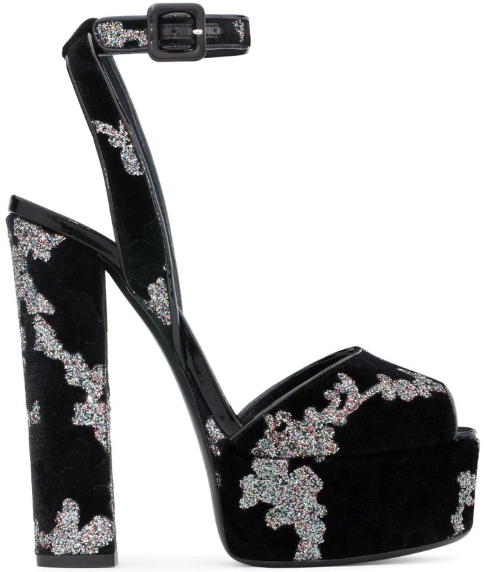 Black Velvet Betty Sandals With Platform