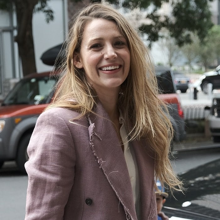 Blake Lively was in good spirits when returning to her hotel in New York City on August 20, 2018