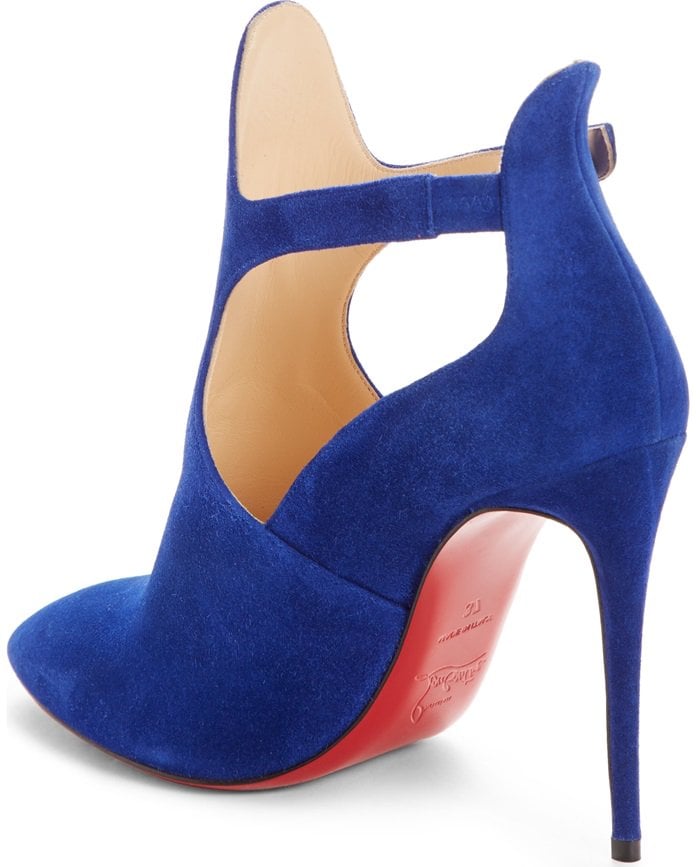 Blue Canadada Suede Cutout Red Sole Booties