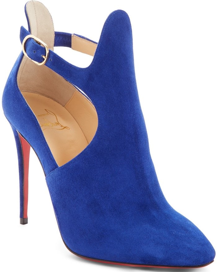 Blue Canadada Suede Cutout Red Sole Booties