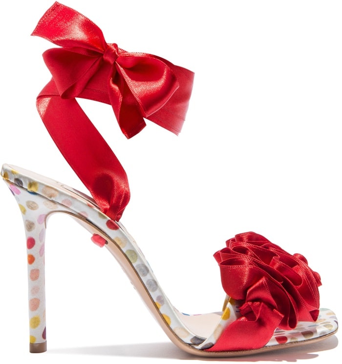 Flame Red Sandals With Polka Dots