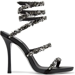 Cleo Crystal-Embellished Leather Sandals by René Caovilla