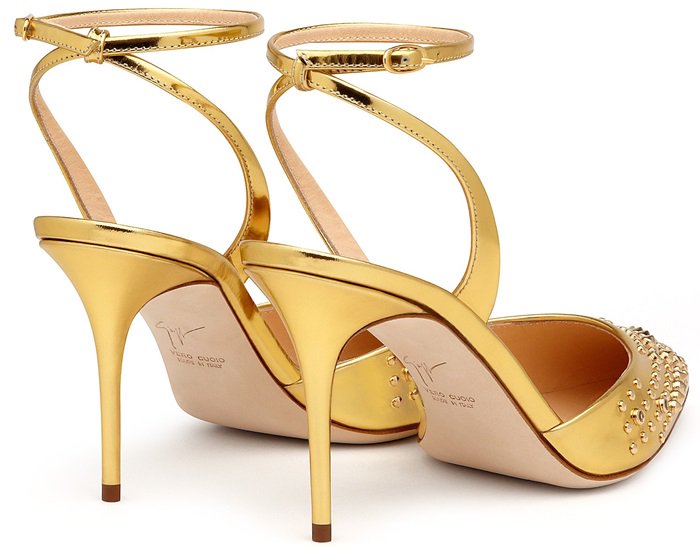 Gold Metallic Studded Kaley Pumps