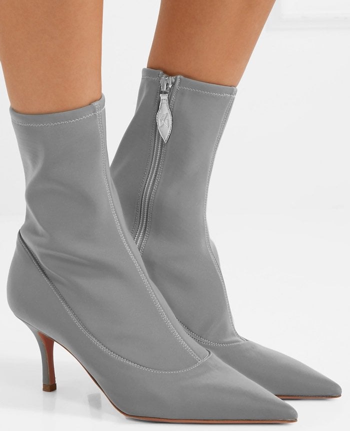 Gray 'Lydia' reflective stretch-knit sock boots