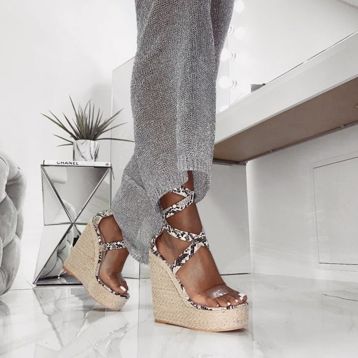 Malaya Lace Up Espadrille Wedges