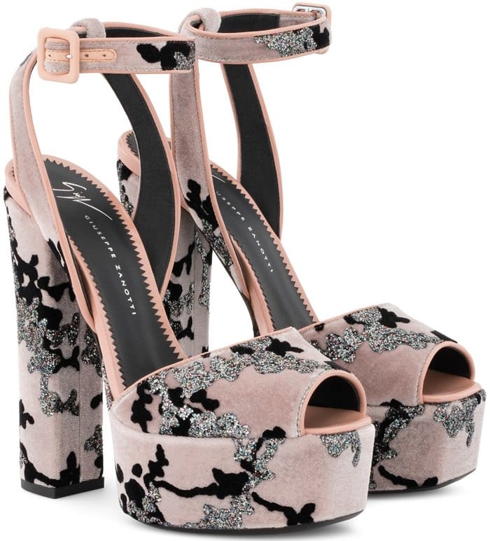 Pink Velvet Betty Sandals With Platform