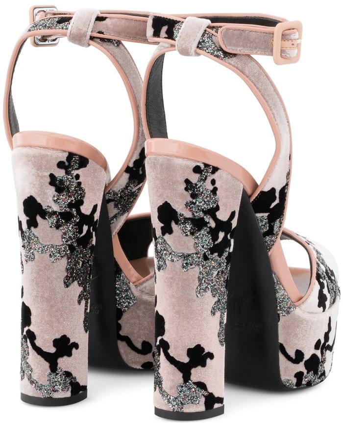 Pink Velvet Betty Sandals With Platform