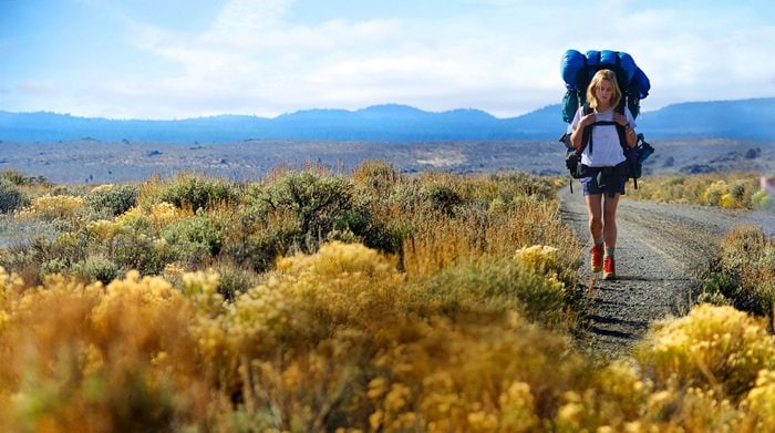 Reese Witherspoon wears chunky Danner boots while hiking the Pacific Crest Trail in Wild, a 2014 American biographical adventure drama film