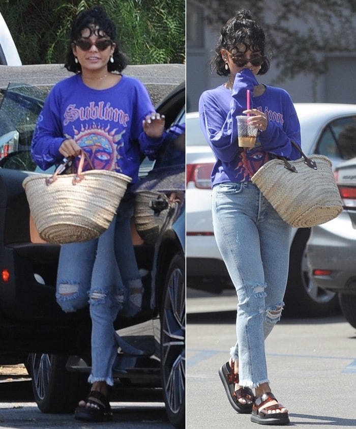 Vanessa Hudgens wears Melissa shoes for a breakfast date at Coffee Commissary in Burbank on July 19, 2018