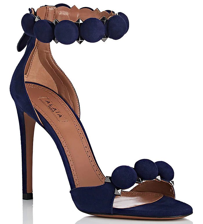 Alaia 'Bombe' Sandals in Navy Suede