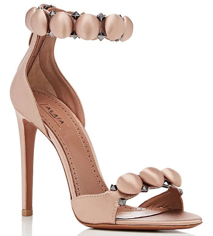 Alaia 'Bombe' Sandals in Pink Blush Satin