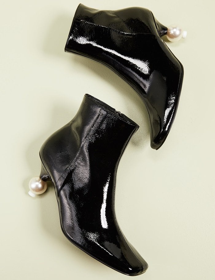 Black Patent Yuul Yie Short Pearl Booties