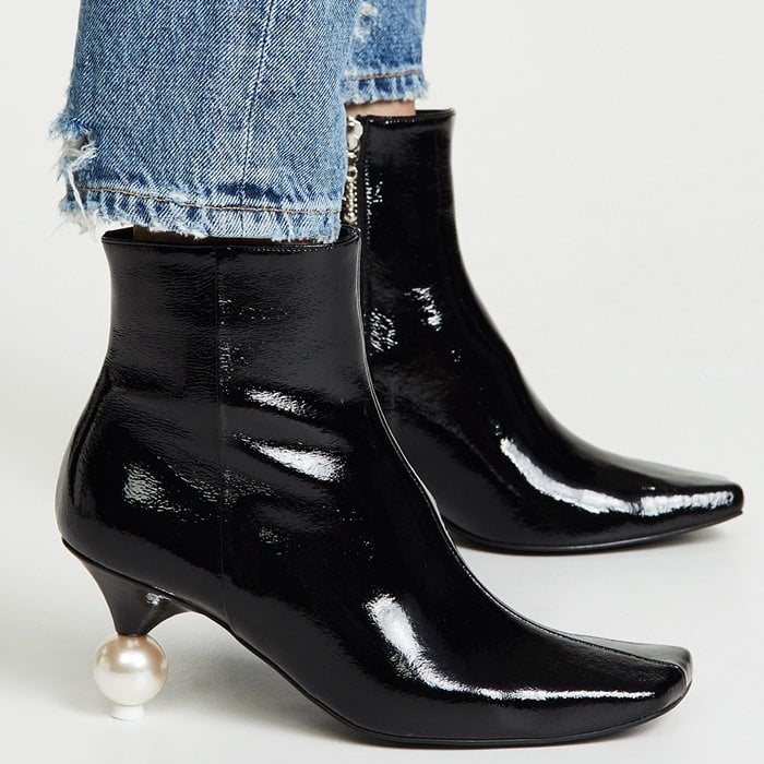 Black Patent Yuul Yie Short Pearl Booties