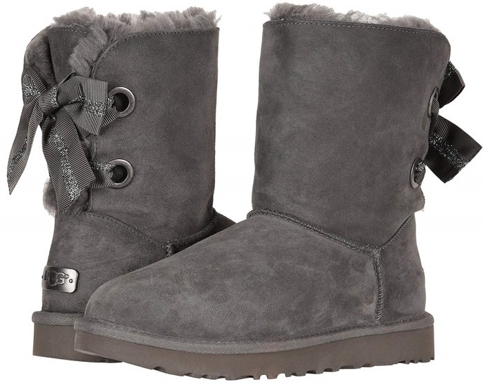 UGG Customizable Bailey Bow Short Boots in Charcoal