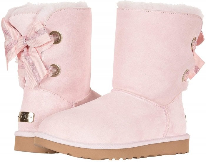 UGG Customizable Bailey Bow Short Boots in Seashell Pink