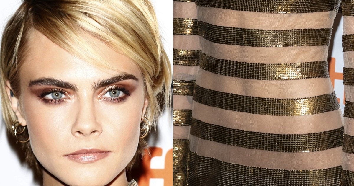 Cara Delevingne Premieres Her Smell in $13,300 Gold Metallic Mini Dress