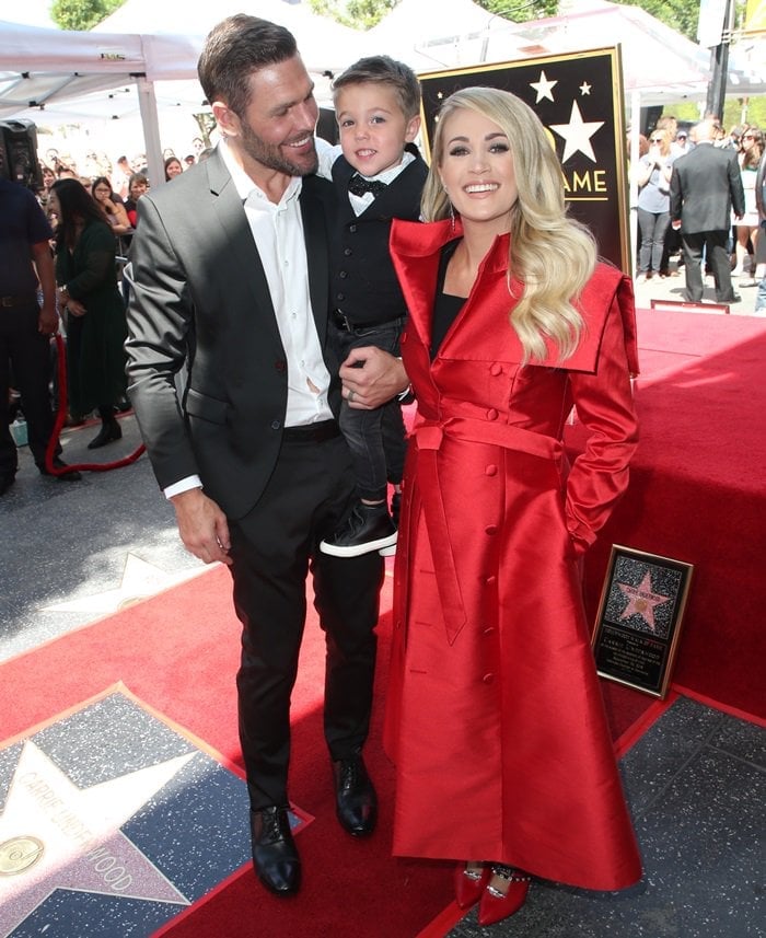 Carrie Underwood was joined by her husband Mike Fisher and their 3-year-old son, Isaiah