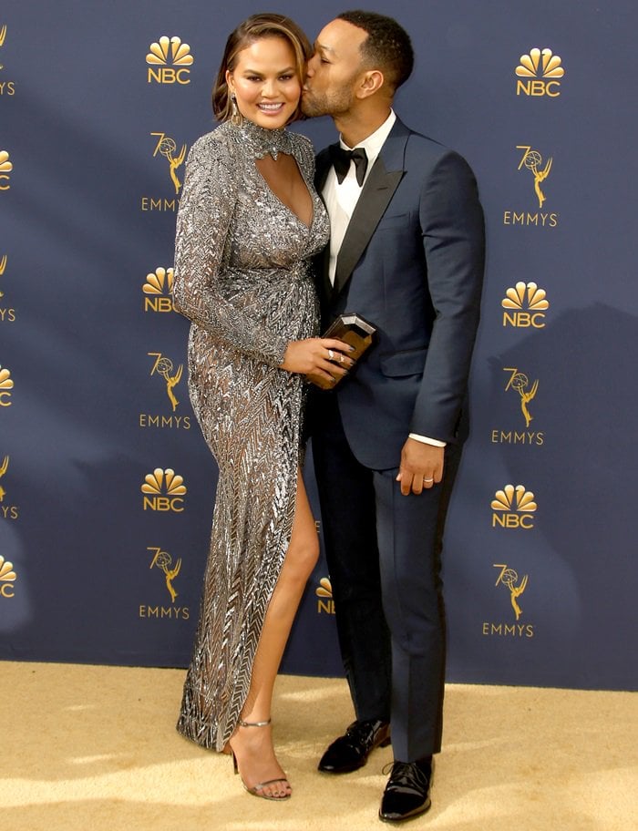 Chrissy Teigen and John Legend at the 2018 Emmy Awards held at the Microsoft Theater in Los Angeles on September 17, 2018